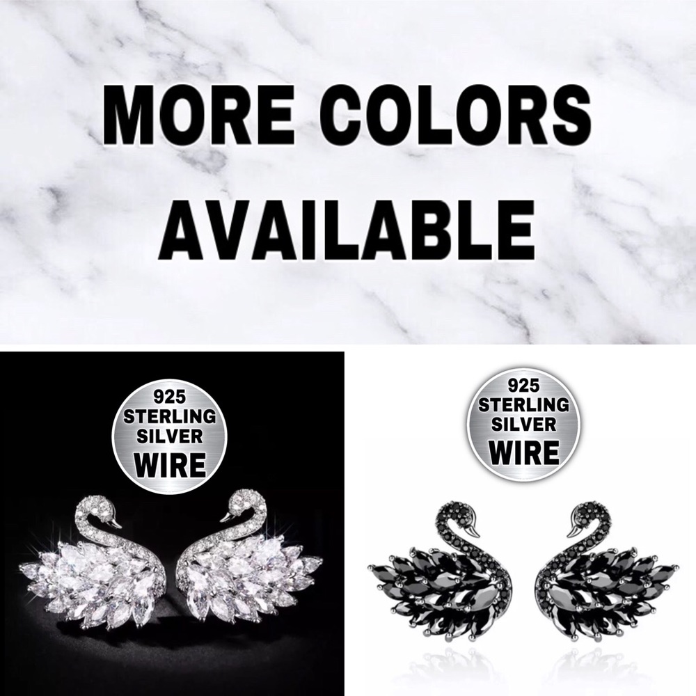 ⚜️[𝟯/$𝟯𝟴]⚜️Black Crystal 925 Post Earrings NEW - Picture 6 of 7